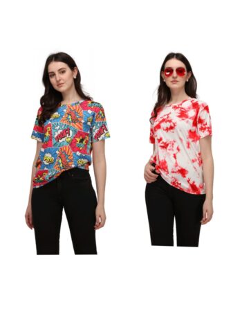 BUY NOW EXCLUSIVE OVERSIZE T-SHIRT COMBO OF 2 FOR WOMEN BY SHRIEZ