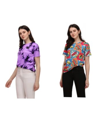 BUY NOW EXCLUSIVE OVERSIZE T-SHIRT COMBO OF 2 FOR WOMEN BY SHRIEZ