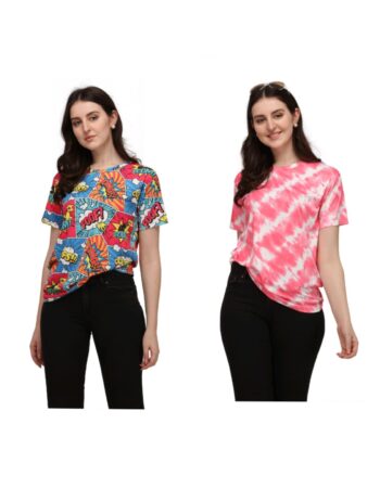 BUY NOW EXCLUSIVE OVERSIZE T-SHIRT COMBO OF 2 FOR WOMEN BY SHRIEZ