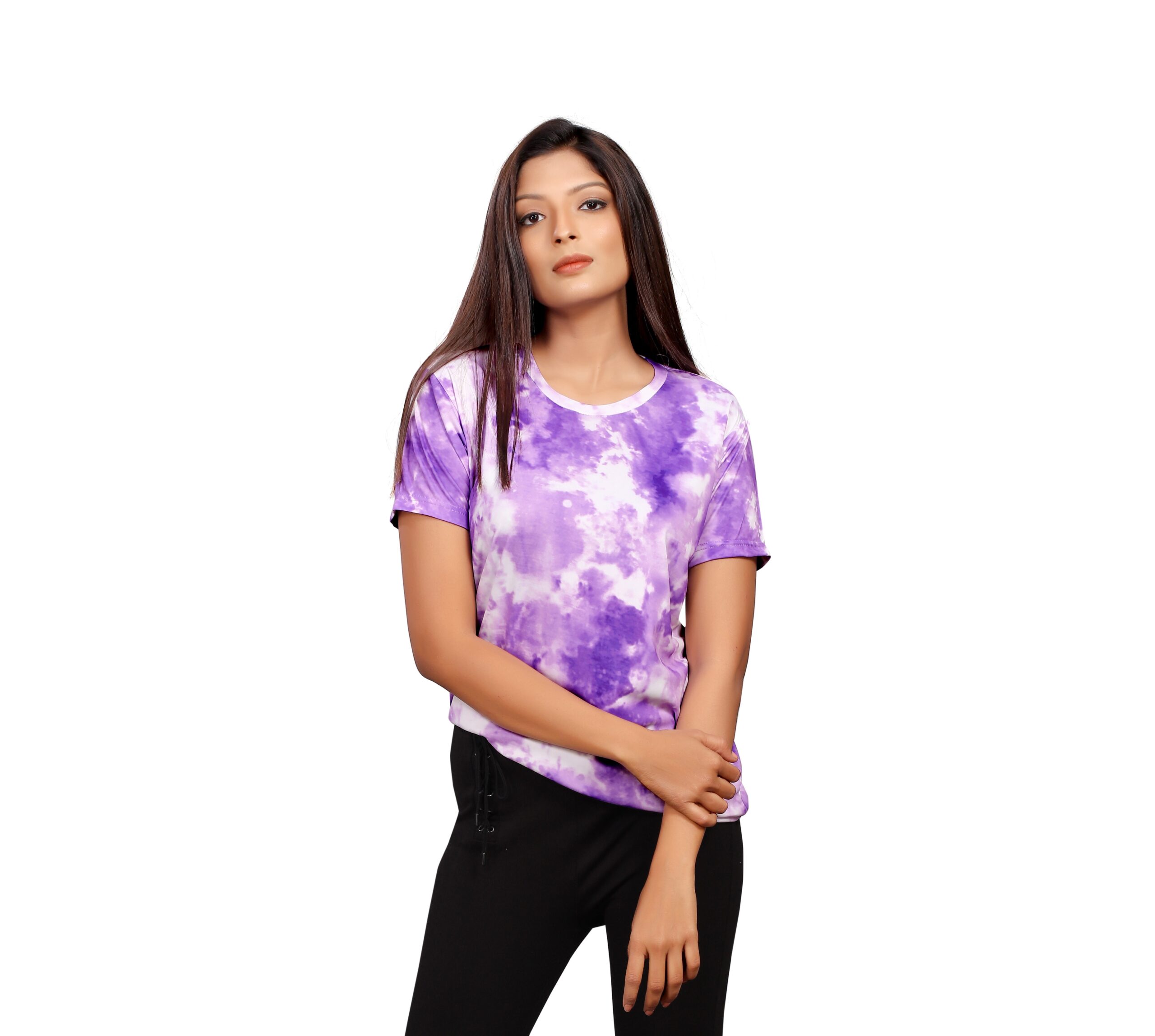 BEAUTIFUL SHRIEZ OVERSIZED VIOLET WOMEN T-SHIRT BY SHRIEZ