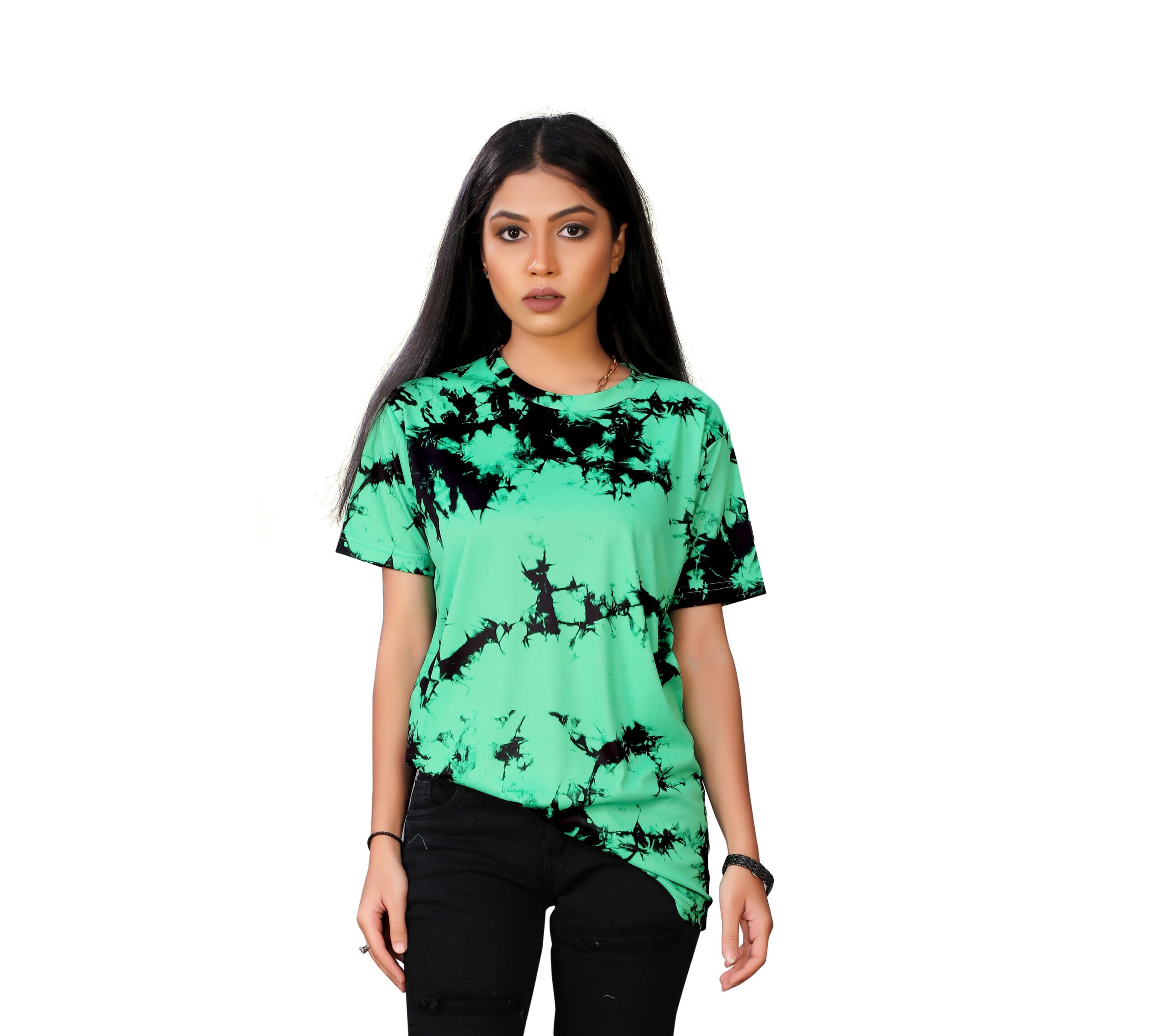 BEAUTIFUL SHRIEZ OVERSIZED DESIGNER GREEN WOMEN T-SHIRT BY SHRIEZ