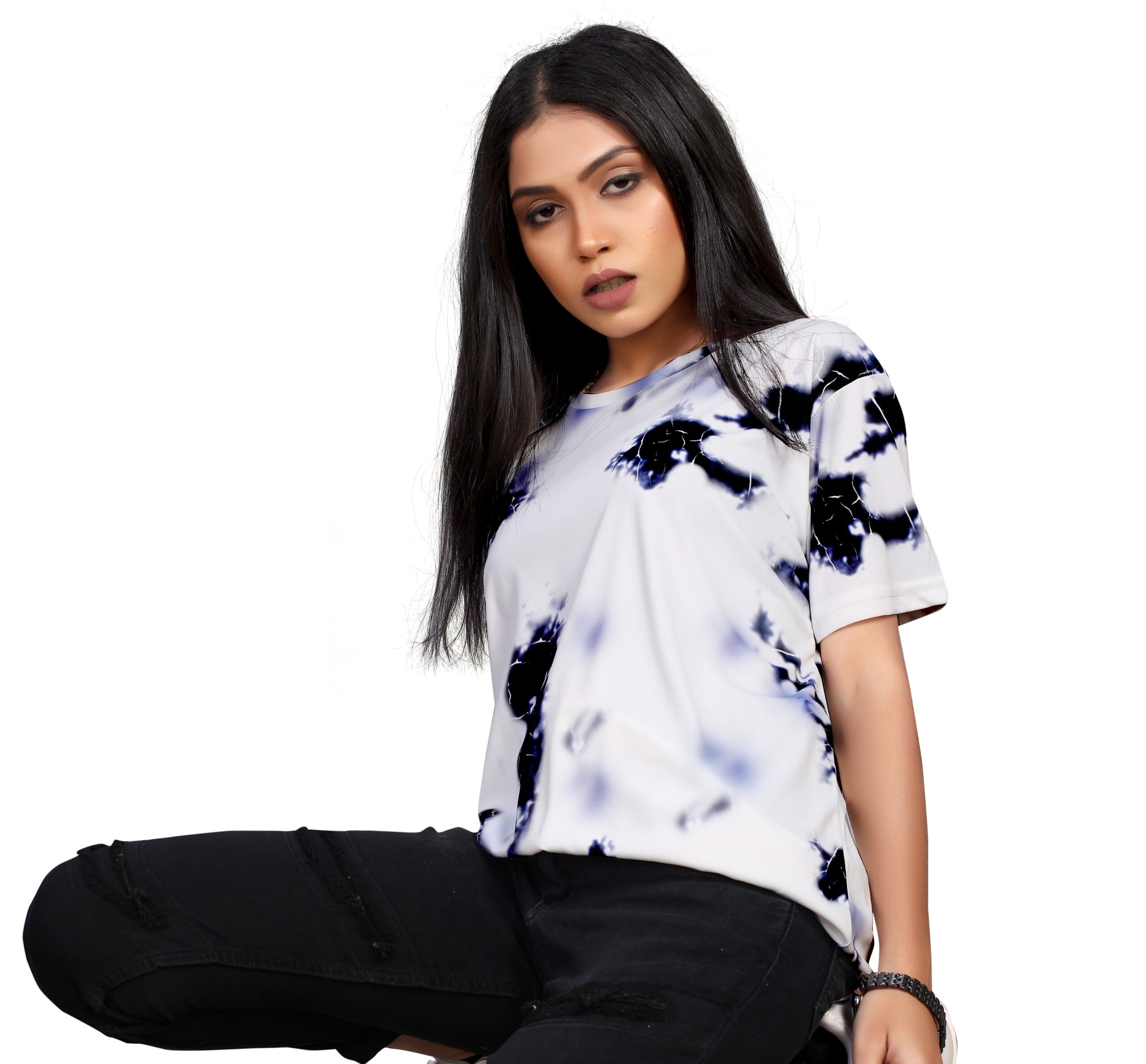 BEAUTIFUL SHRIEZ OVERSIZED WOMEN TIE AND DIE T-SHIRT BY SHRIEZ