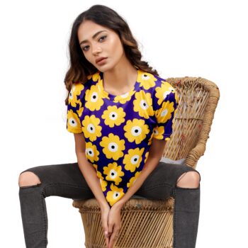 BEAUTIFUL SHRIEZ OVERSIZED WOMEN T-SHIRT YELLOW SUNFLOWER BY SHRIEZ