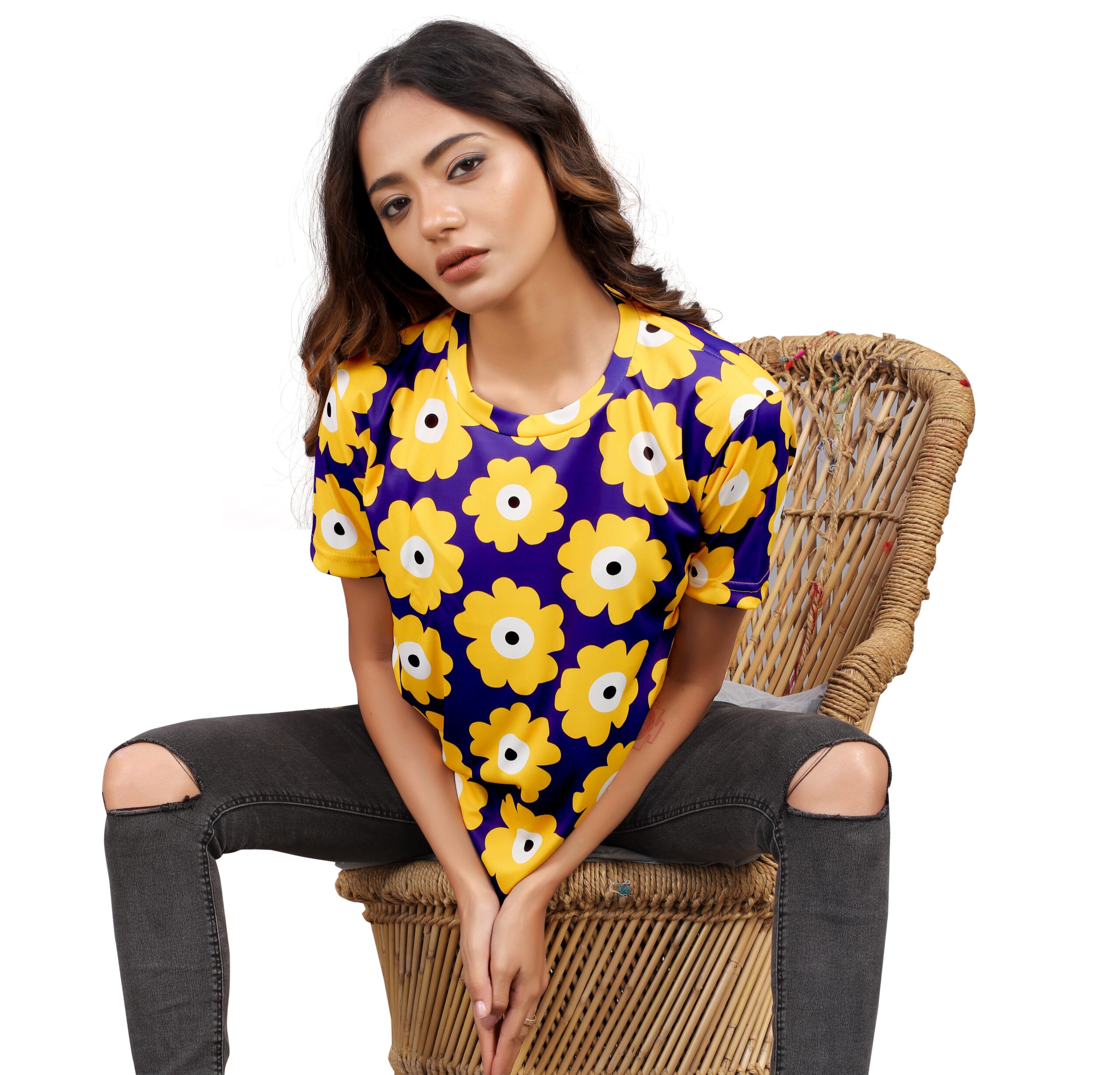 BEAUTIFUL SHRIEZ OVERSIZED WOMEN T-SHIRT YELLOW SUNFLOWER BY SHRIEZ