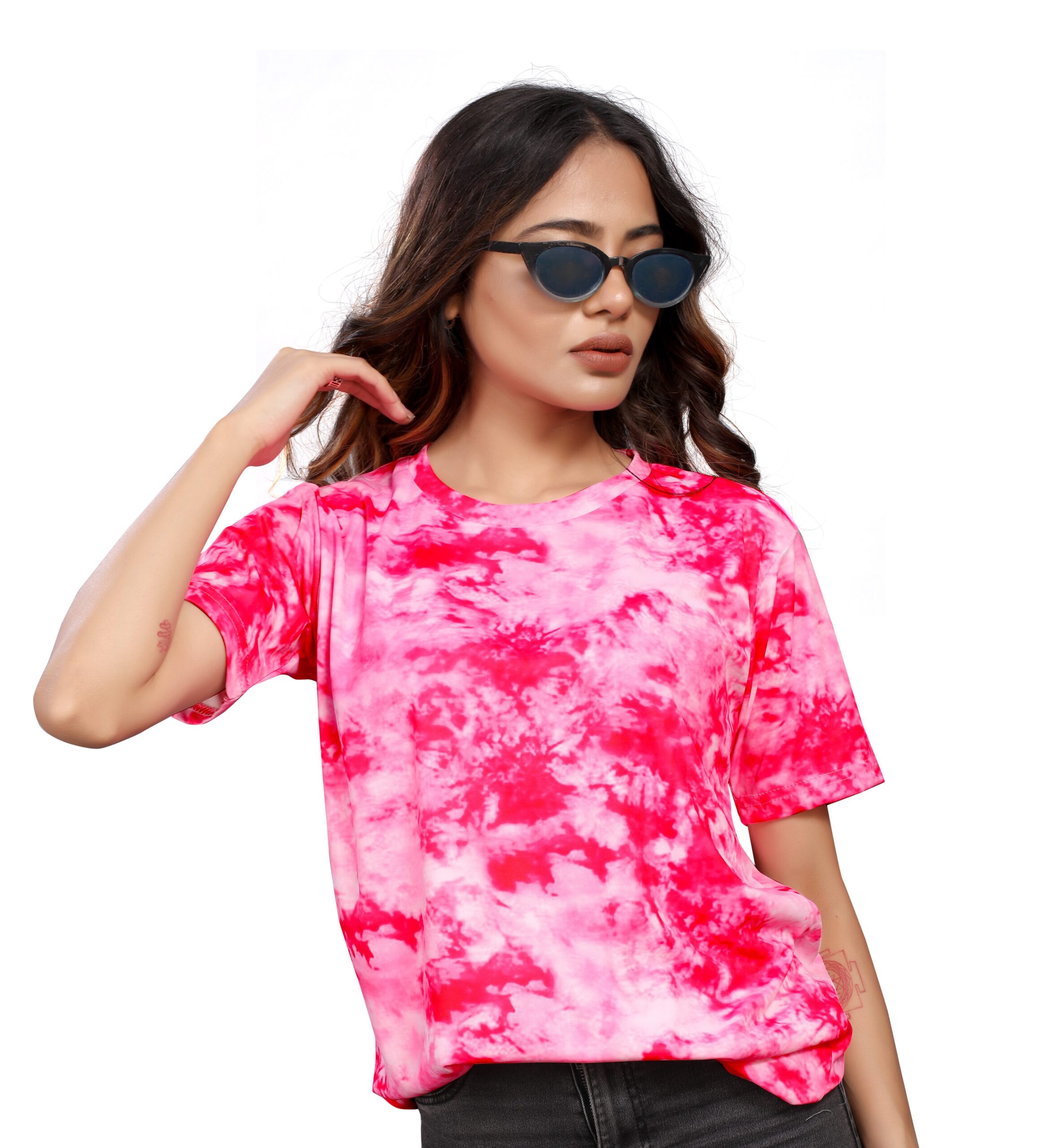 BEAUTIFUL SHRIEZ OVERSIZED WOMEN T-SHIRT PINK RED BY SHRIEZ