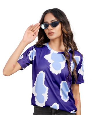 BEAUTIFUL SHRIEZ OVERSIZED WOMEN T-SHIRT PURPLE CLOUD BY SHRIEZ