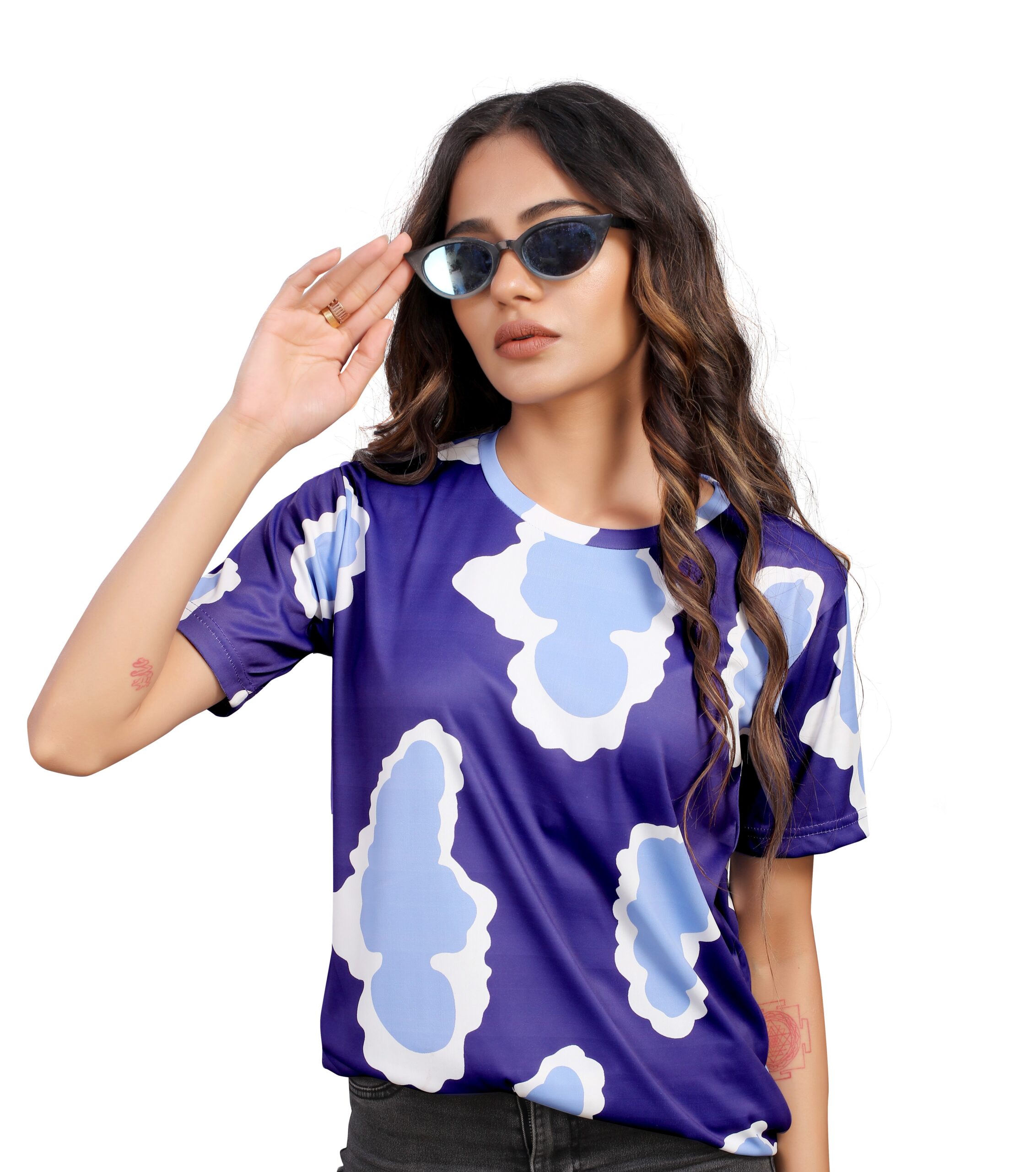 BEAUTIFUL SHRIEZ OVERSIZED WOMEN T-SHIRT PURPLE CLOUD BY SHRIEZ