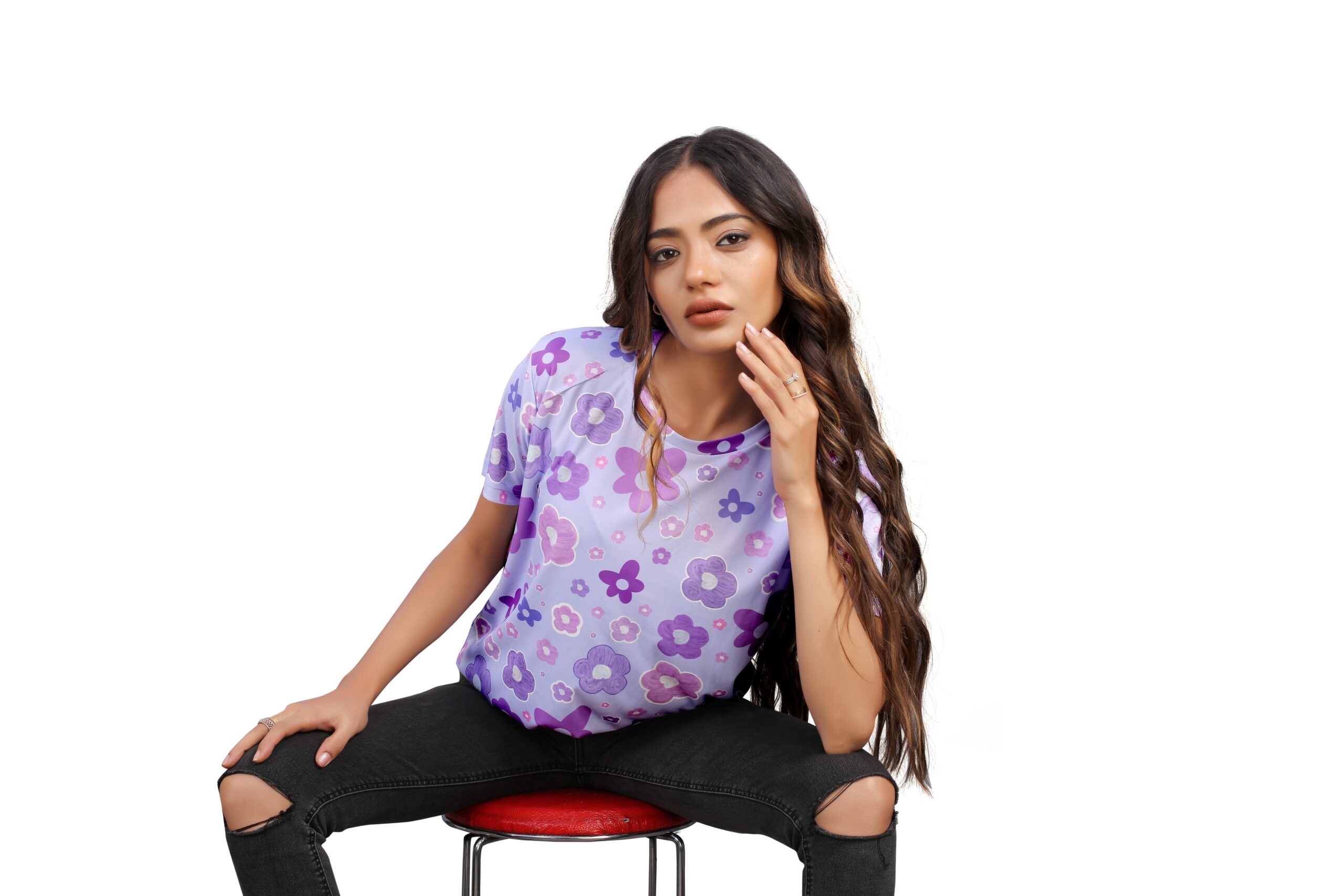 BEAUTIFUL SHRIEZ OVERSIZED WOMEN T-SHIRT LAVENDER BY SHRIEZ