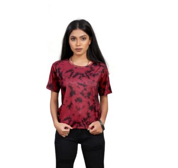 BEAUTIFUL SHRIEZ OVERSIZED WOMEN T-SHIRT MEHROON BLACK BY SHRIEZ