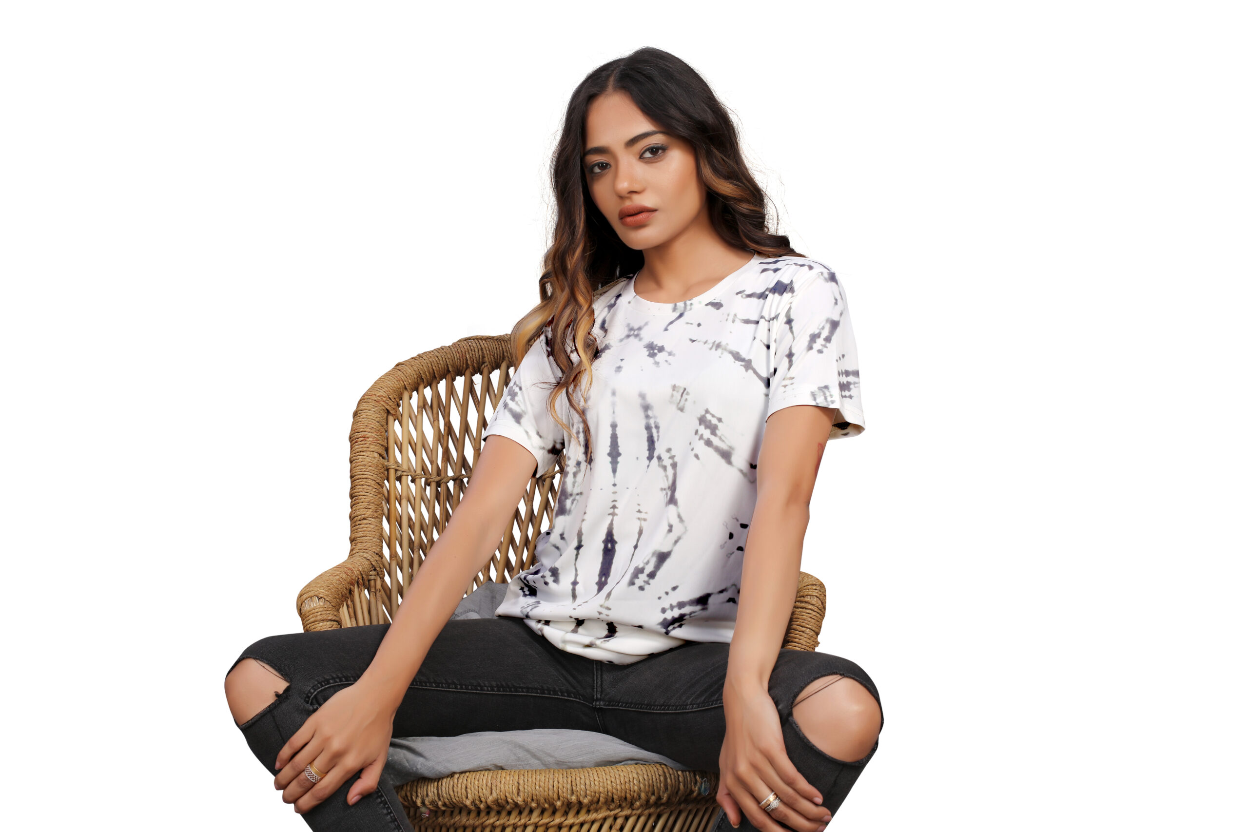 BEAUTIFUL SHRIEZ OVERSIZED WOMEN T-SHIRT OFFWHITE TIE 'N' DIE BY SHRIEZ