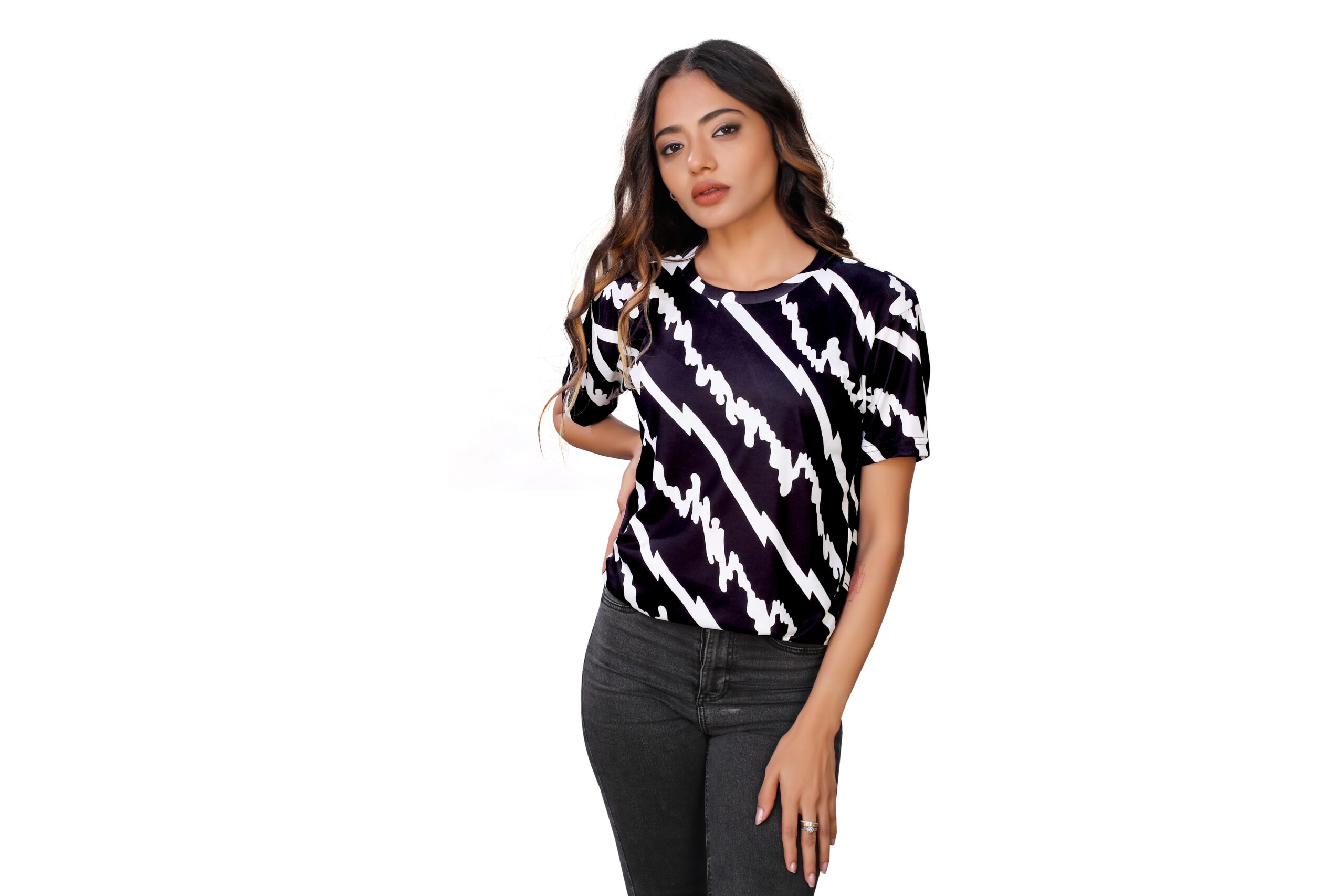 BEAUTIFUL SHRIEZ OVERSIZED WOMEN T-SHIRT ZIGZAG BY SHRIEZ