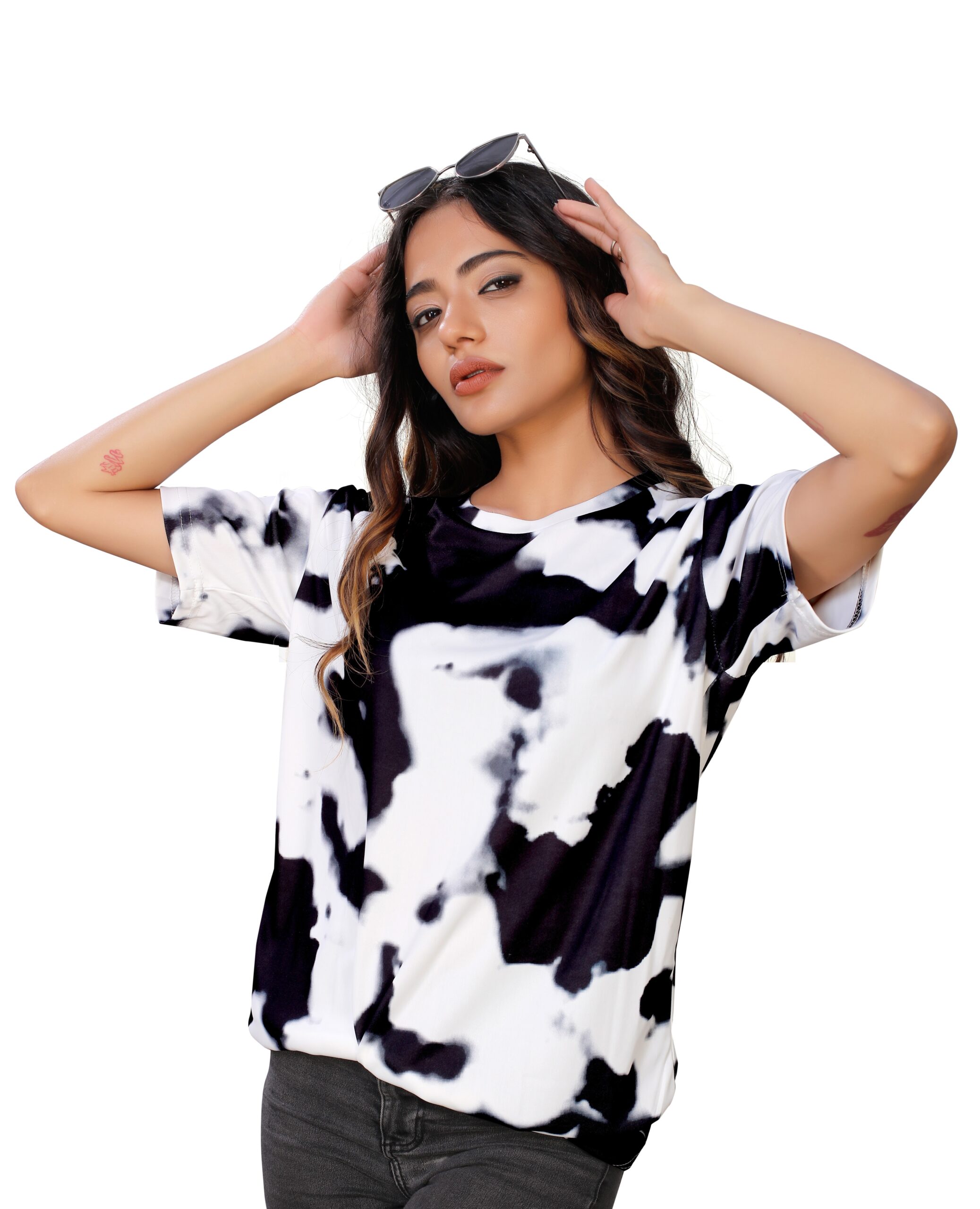 BEAUTIFUL SHRIEZ OVERSIZED WOMEN T-SHIRT BLACK CLOUD BY SHRIEZ