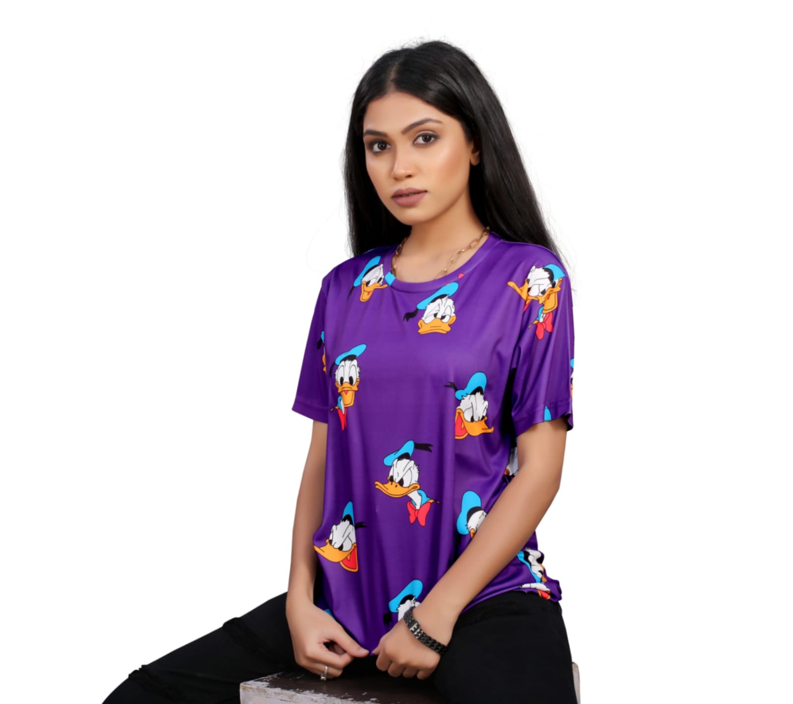 BEAUTIFUL SHRIEZ OVERSIZED WOMEN T-SHIRT PURPLE DUCK BY SHRIEZ