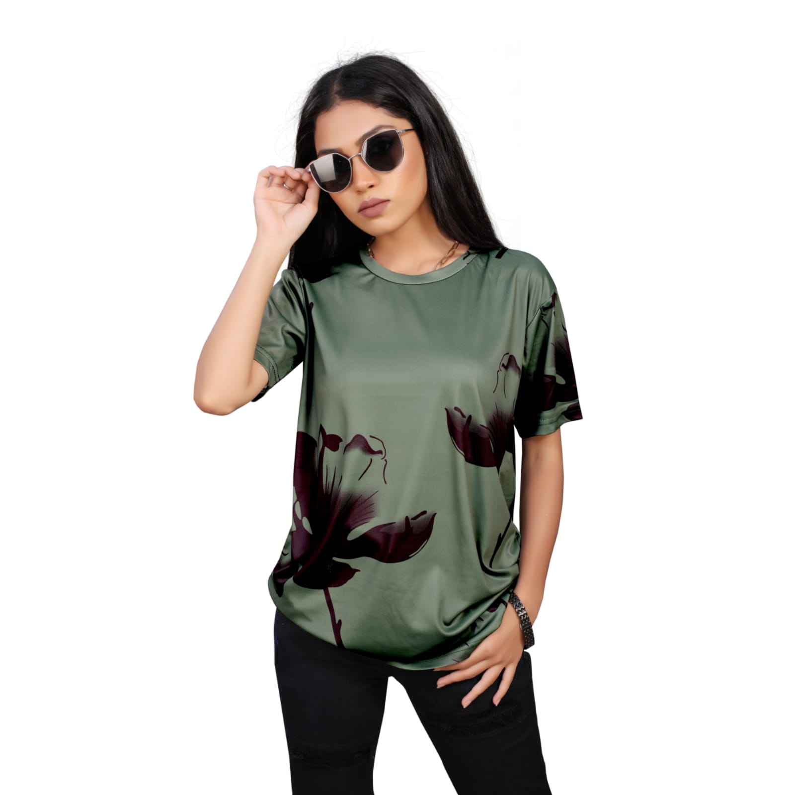 BEAUTIFUL SHRIEZ OVERSIZED WOMEN T-SHIRT TEAL GREEN BY SHRIEZ