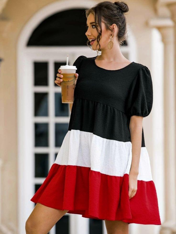 BUY NOW COLORBLOCK PATTERN ONEPIECE DRESS FOR WOMEN BY SHRIEZ