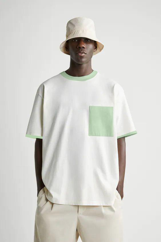 NEW STYLISH WHITE POCKET OVERSIZED T-SHIRT COTTON BY SHRIEZ